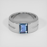 1.79 Ct. Greenish Blue Sapphire Ring, Platinum 950 1