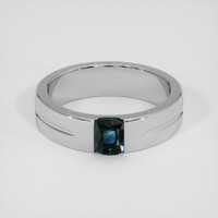 1.05 Ct. Greenish Blue Sapphire Ring, Silver 1