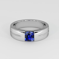 0.65 Ct. Blue Sapphire Ring, 14K White Gold 1