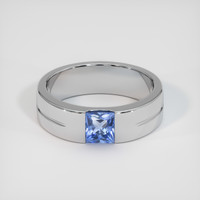 0.79 Ct. Blue Sapphire Ring, 18K White Gold 1