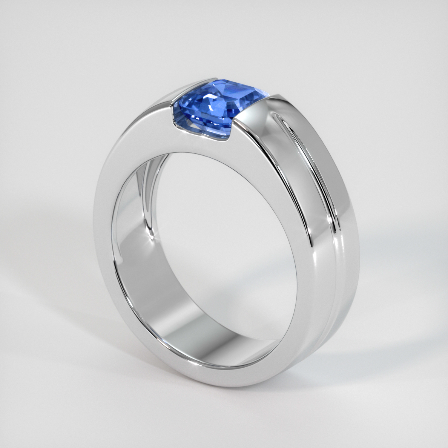 Blue Men's Sapphire Ring 1.64 Ct. 18K White Gold | The Natural