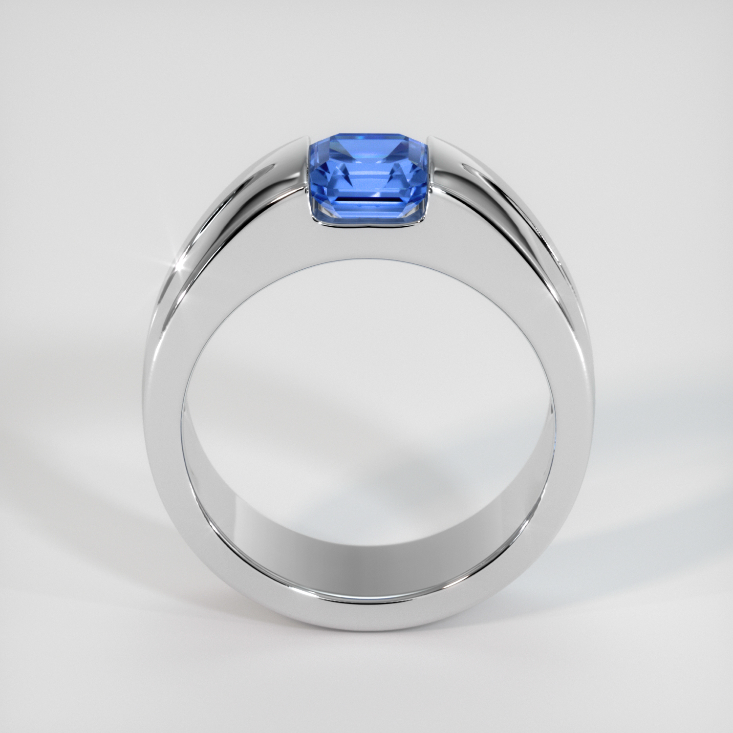 Blue Men's Sapphire Ring 1.64 Ct. 18K White Gold | The Natural