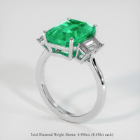 4.00 Ct. Emerald Ring, 18K White Gold 2