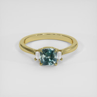 1.25 Ct. Greenish Blue Sapphire Ring, 10K Yellow Gold 1