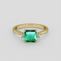 1.29 Ct. Emerald Ring, 18K Yellow Gold 1