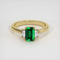 0.54 Ct. Emerald Ring, 18K Yellow Gold 1