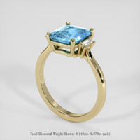 2.32 Ct. Blue Aquamarine Ring, 18K Yellow Gold 2