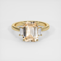 3.35 Ct. Peach Sapphire Ring, 18K Yellow Gold 1