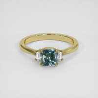 1.25 Ct. Greenish Blue Sapphire Ring, 18K Yellow Gold 1