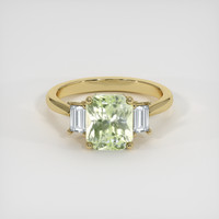 3.16 Ct. Yellowish Green Sapphire Ring, 18K Yellow Gold 1