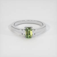0.82 Ct. Yellowish Green Sapphire Ring, Platinum 950 1