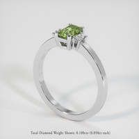 0.82 Ct. Yellowish Green Sapphire Ring, 14K White Gold 2