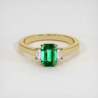 1.08 Ct. Emerald Ring, 18K Yellow Gold 1