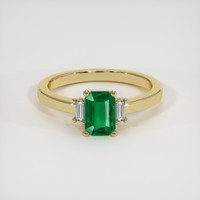 0.87 Ct. Emerald Ring, 18K Yellow Gold 1