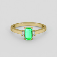 0.51 Ct. Emerald Ring, 18K Yellow Gold 1