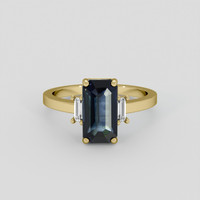 3.04 Ct. Greenish Blue Sapphire Ring, 18K Yellow Gold 1