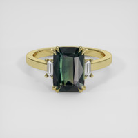 3.02 Ct. Bluish Green Sapphire Ring, 18K Yellow Gold 1