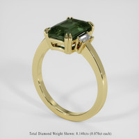 3.02 Ct. Bluish Green Sapphire Ring, 18K Yellow Gold 2
