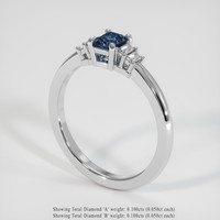 0.49 Ct. Bluish Green Sapphire Ring, Platinum 950 2