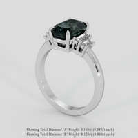 2.56 Ct. Bluish Green Sapphire Ring, Platinum 950 2