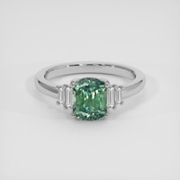 2.44 Ct. Bluish Green Sapphire Ring, Platinum 950 1