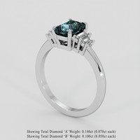 1.20 Ct. Greenish Blue Sapphire Ring, 14K White Gold 2