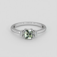 0.78 Ct. Green Sapphire Ring, 14K White Gold 1