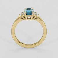 1.50 Ct. Greenish Blue Sapphire Ring, 10K Yellow Gold 3