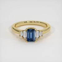 0.89 Ct. Blue Sapphire Ring, 14K Yellow Gold 1