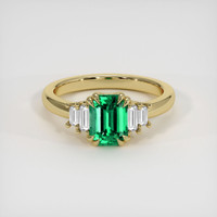 0.83 Ct. Emerald Ring, 18K Yellow Gold 1