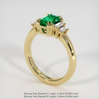 0.83 Ct. Emerald Ring, 18K Yellow Gold 2