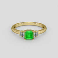 0.65 Ct. Emerald Ring, 18K Yellow Gold 1