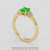 0.65 Ct. Emerald Ring, 18K Yellow Gold 2
