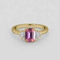 1.06 Ct. Pink Sapphire Ring, 18K Yellow Gold 1