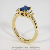 0.89 Ct. Blue Sapphire Ring, 18K Yellow Gold 2