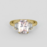 4.16 Ct. Peach Sapphire Ring, 18K Yellow Gold 1