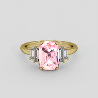 3.52 Ct. Pink Sapphire Ring, 18K Yellow Gold 1