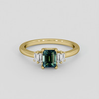 0.93 Ct. Bluish Green Sapphire Ring, 18K Yellow Gold 1
