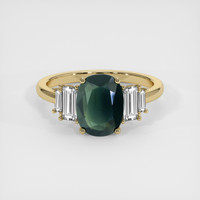 3.55 Ct. Green Sapphire Ring, 18K Yellow Gold 1