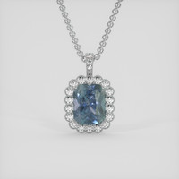 5.74 Ct. Greenish Blue Sapphire Pendant, 14K White Gold 1