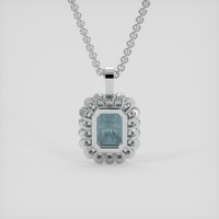 5.74 Ct. Greenish Blue Sapphire Pendant, 18K White Gold 4