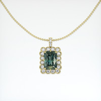 2.65 Ct. Green Sapphire Pendant, 14K Yellow Gold 1