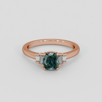 1.55 Ct. Bluish Green Sapphire Ring, 14K Rose Gold 1