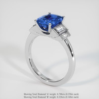 2.85 Ct. Blue Sapphire Ring, 14K White Gold 2
