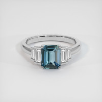 1.60 Ct. Greenish Blue Sapphire Ring, 14K White Gold 1
