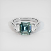 2.44 Ct. Greenish Blue Sapphire Ring, 14K White Gold 1