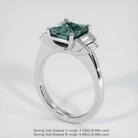 2.44 Ct. Greenish Blue Sapphire Ring, 14K White Gold 2