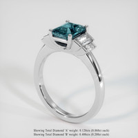 1.60 Ct. Greenish Blue Sapphire Ring, 18K White Gold 2
