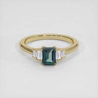 1.05 Ct. Bluish Green Sapphire Ring, 10K Yellow Gold 1