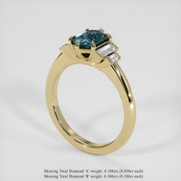 1.36 Ct. Greyish Blue Sapphire Ring, 14K Yellow Gold 2